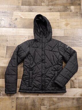 Columbia Quilted Hooded Jacket Women’s Medium Black Insulated Outdoor